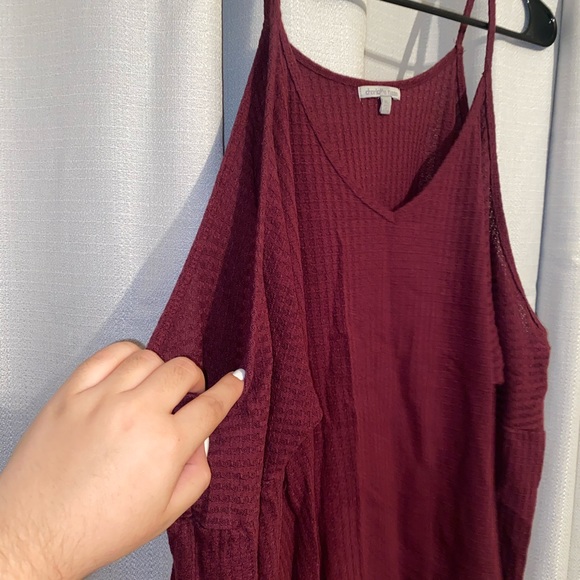 Burgundy Long Sleeve With Shoulder Less Sleeve - Picture 4 of 5